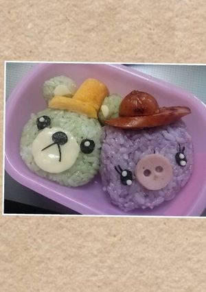 くまさんぶたさんキャラ弁-レシピのメイン写真