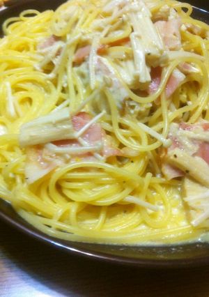 えのきとベーコンの豆乳パスタ-レシピのメイン写真