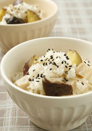 白だしできのことさつまいもの炊き込みご飯-レシピのメイン写真