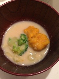胃に優しい☆かぼちゃ団子の牛乳味噌汁-レシピのメイン写真