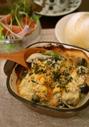 牡蠣とほうれん草の豆乳白味噌グラタン-レシピのメイン写真