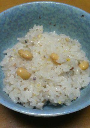 ふっくら蒸し大豆、雑穀おこわ-レシピのメイン写真