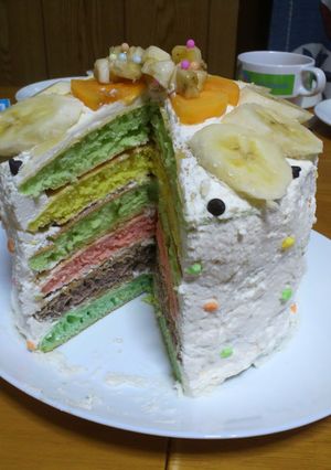簡単！HMでレインボーケーキ-レシピのメイン写真
