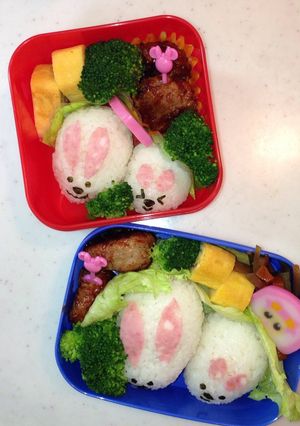 キャラ弁なかよしウサギ親子❤️-レシピのメイン写真