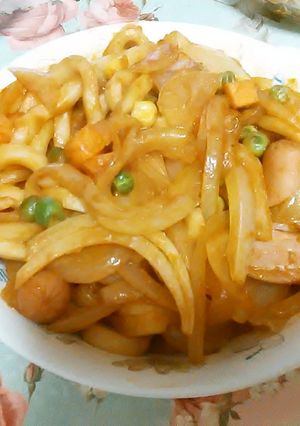 玉ねぎたっぷり♪うどんでナポリタン-レシピのメイン写真