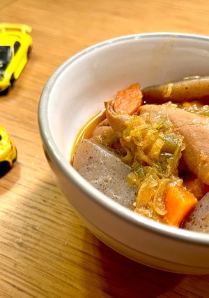 無水調理,味しみるこてっちゃんもつ煮込み-レシピのメイン写真