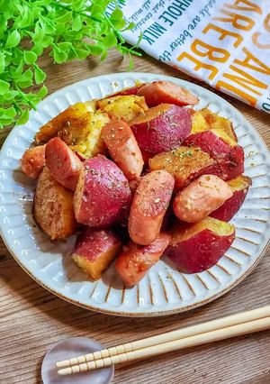 さつまいもとウィンナーのマヨカレー炒め！-レシピのメイン写真