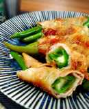 ＊万願寺唐辛子のチーズ入り肉巻き＊