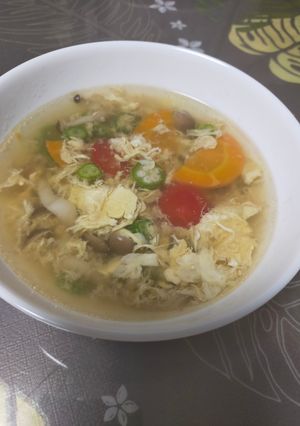 オクラと卵とトマトとしめじのスープ-レシピのメイン写真