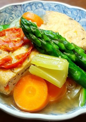 がんもどき・アスパラガス・セロリ・の煮物-レシピのメイン写真