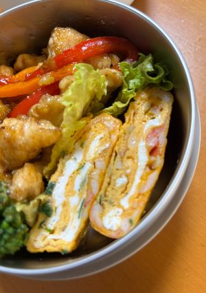 お弁当に！ニラとカニカマの中華卵焼き-レシピのメイン写真