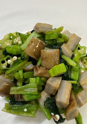 【簡単副菜】小松菜ごぼうオクラの和え物-レシピのメイン写真