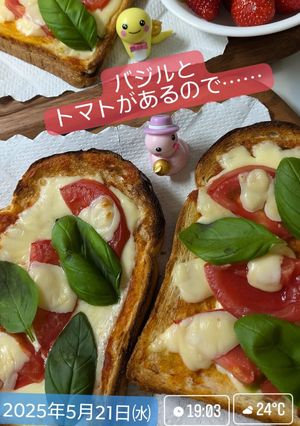 バジルトマトとモッツァレラでピザトースト-レシピのメイン写真