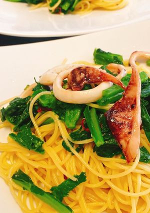 菜の花とイカのオイルパスタ-レシピのメイン写真