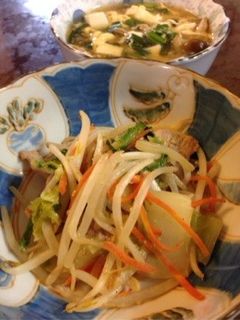 野菜炒めとニラ玉スープ-レシピのメイン写真