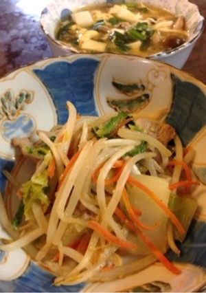 野菜炒めとニラ玉スープ-レシピのメイン写真