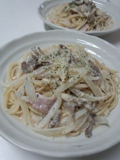 舞茸とベーコンの濃厚豆乳クリームパスタ-レシピのメイン写真
