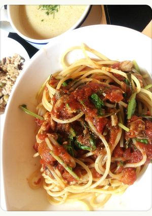 和風梅干しトマトパスタ-レシピのメイン写真