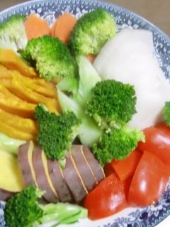 レンジでカラフルクリスマス温野菜-レシピのメイン写真