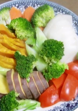 レンジでカラフルクリスマス温野菜-レシピのメイン写真