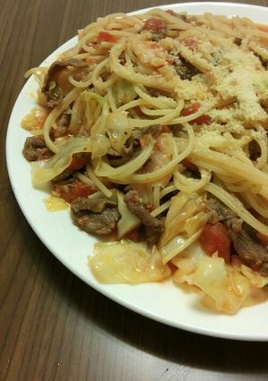 トマトと牛肉のパスタ-レシピのメイン写真