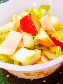 白菜とリンゴのハムサラダ♪生姜醤油風味-レシピのメイン写真