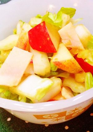 白菜とリンゴのハムサラダ♪生姜醤油風味-レシピのメイン写真