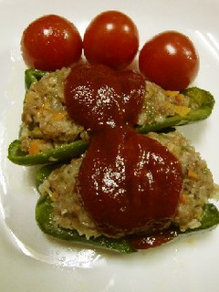 ★レンジで簡単!!*ピーマンの肉詰め*♪-レシピのメイン写真