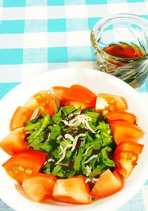 ひじきと菊菜(春菊)・トマトのサラダ♪-レシピのメイン写真