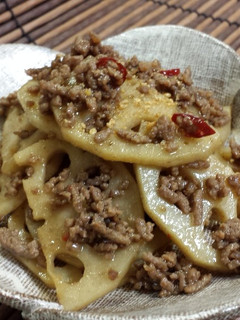 蓮根と牛みんちの炒り煮!-レシピのメイン写真