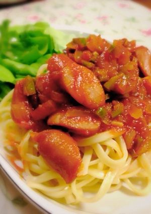 トマトジュースで！ミートソースパスタ-レシピのメイン写真