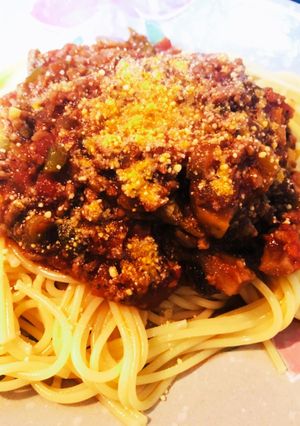 母の味。半分野菜！ヘルシーミートソース♡-レシピのメイン写真