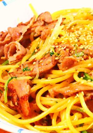豚肉と水菜の簡単和パスタ-レシピのメイン写真