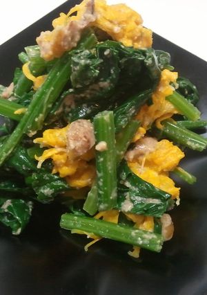 すり鉢で作るほうれん草と菊の胡麻和え-レシピのメイン写真