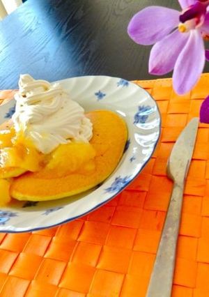 パンケーキ♪桃トッピング♪-レシピのメイン写真
