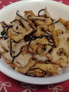 蓮根と油揚げの塩昆布炒め-レシピのメイン写真