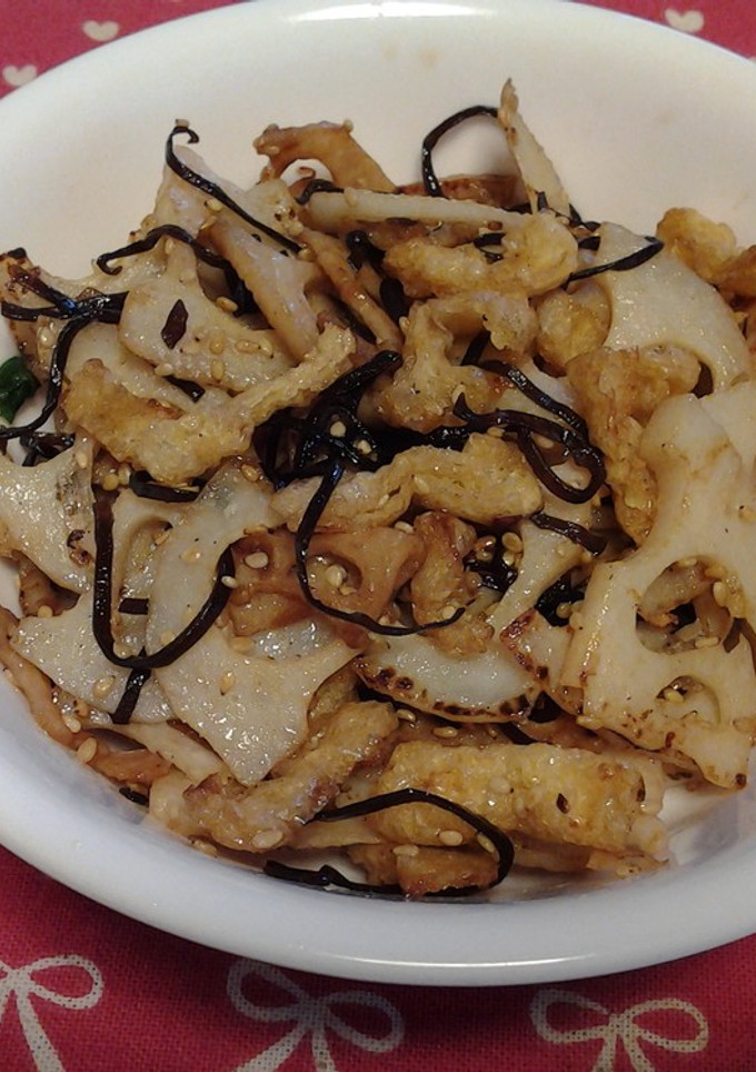 蓮根と油揚げの塩昆布炒め-レシピのメイン写真