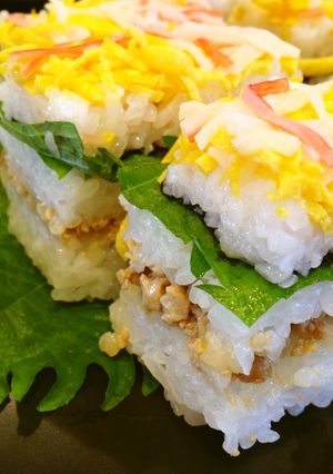 椎茸入り豆腐そぼろでヘルシー押し寿司-レシピのメイン写真