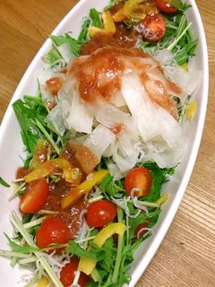簡単!大根と水菜の梅じゃこサラダ-レシピのメイン写真