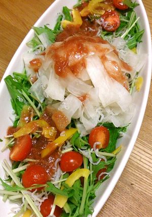 簡単！大根と水菜の梅じゃこサラダ-レシピのメイン写真