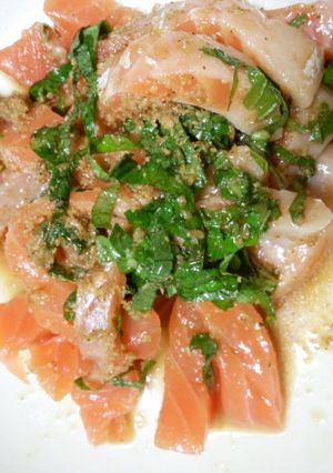 サーモンの胡麻ポン酢和え-レシピのメイン写真