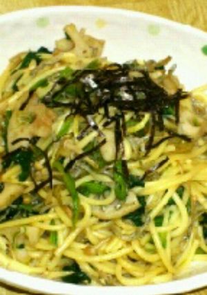 ほうれん草とキノコと蓮根のじゃこパスタ-レシピのメイン写真