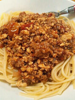 お豆腐でヘルシー!和風ミートソースパスタ-レシピのメイン写真