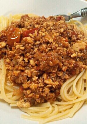 お豆腐でヘルシー！和風ミートソースパスタ-レシピのメイン写真