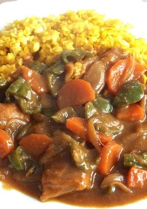 炊飯押し麦のチキンカリー-レシピのメイン写真