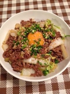 合挽き肉で♪簡単すき焼き丼-レシピのメイン写真