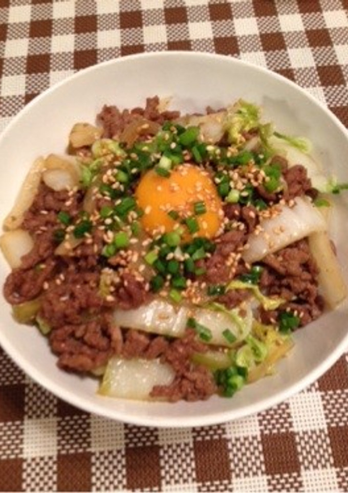 合挽き肉で♪簡単すき焼き丼-レシピのメイン写真