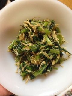 かぶの葉っぱと乾燥えのきの炒め物-レシピのメイン写真