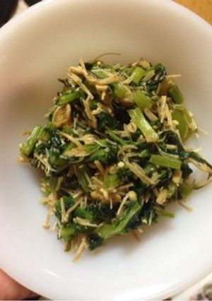 かぶの葉っぱと乾燥えのきの炒め物-レシピのメイン写真