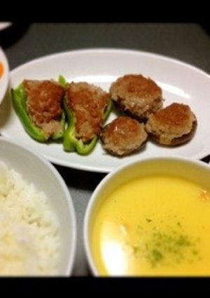 ピーマンと椎茸の肉詰め♡-レシピのメイン写真